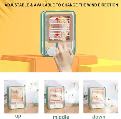Portable Air Conditioner Fan, Mini Evaporative Air Cooler Desktop Mist Fan 3 Speeds Rechargeable Portable Cooler Humidifier Office School Cooling Low-noise Sleep Air Conditioner